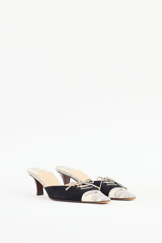 Chanel Black & Beige Textured Mule