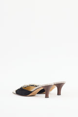 Chanel Black & Beige Textured Mule