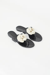 Chanel - Beige Leather Camilla Slide Sandals w/ Rosette Sz 8 – Current  Boutique