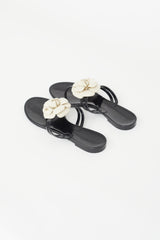 Chanel Black & Cream Camellia Sandal