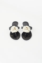 Chanel Black & Cream Camellia Sandal