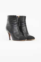 Chanel Black Leather Embroidered Toe Boot