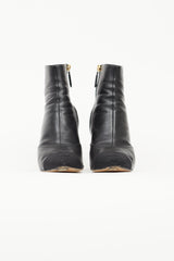 Chanel Black Leather Embroidered Toe Boot