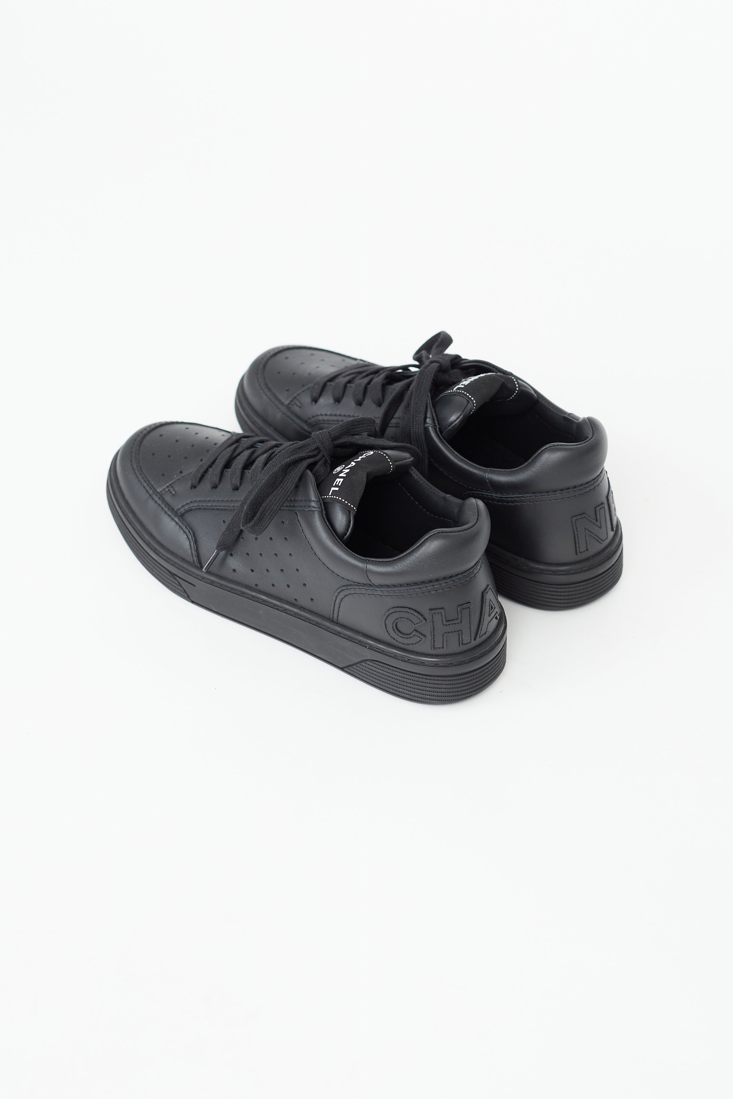 Chanel // Black Leather Logo Sneaker – VSP Consignment