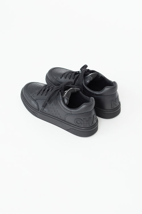 Chanel Black Leather Logo Sneaker