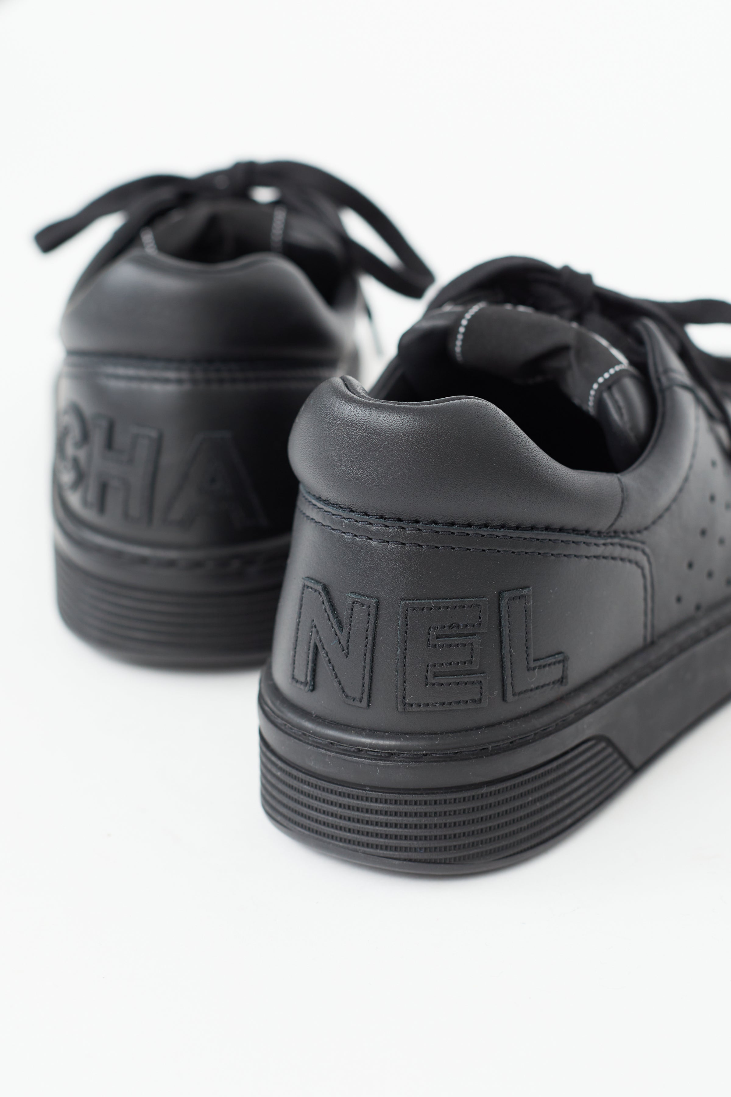 Chanel // Black Leather Logo Sneaker – VSP Consignment