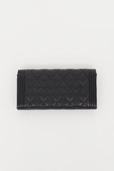 Chanel 2017 Black & Gold Boy Flap Bifold Wallet
