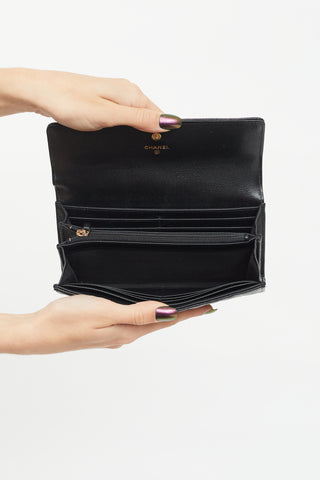 Chanel 2017 Black & Gold Boy Flap Bifold Wallet