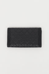 Chanel 2012 Black & Silver Boy Flap Trifold Wallet