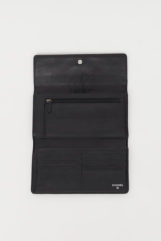 Chanel 2012 Black & Silver Boy Flap Trifold Wallet