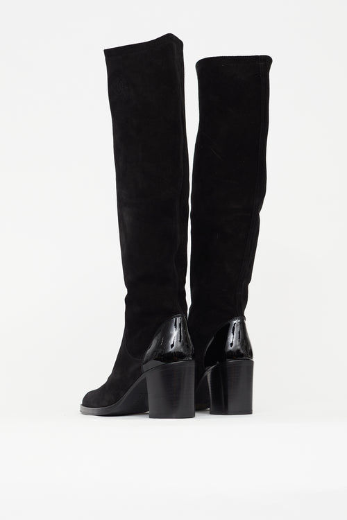 Chanel Fall 1997 Black Suede Knee High Boot