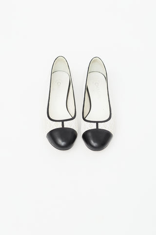 Chanel Black & White Lace Ballet Flat