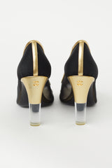 Chanel Black & Gold Mesh Heel