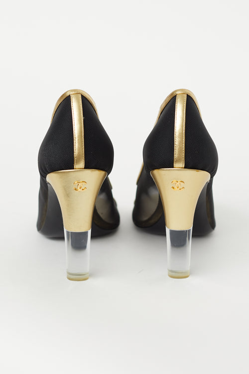 Chanel Black & Gold Mesh Heel