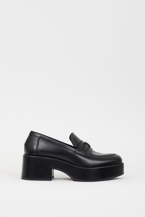 Black Leather CC Platform Loafer
