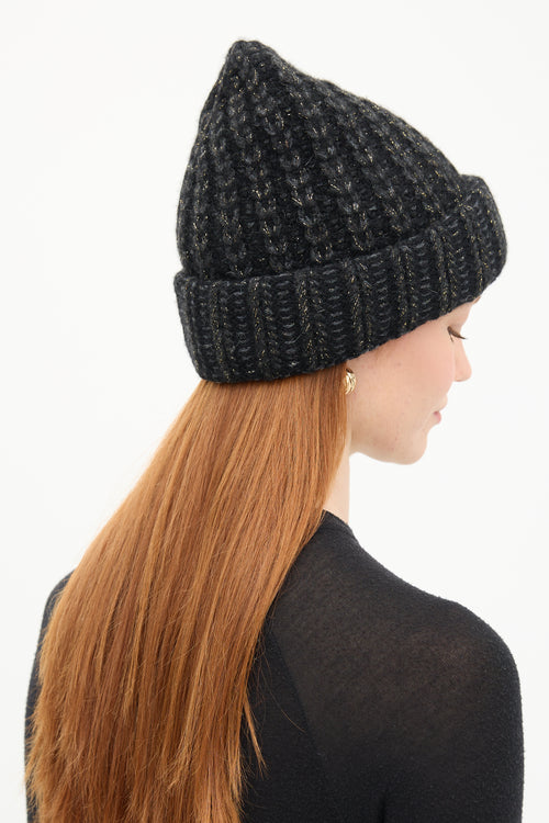 Chanel Black & Multi Sparkly Knit Beanie