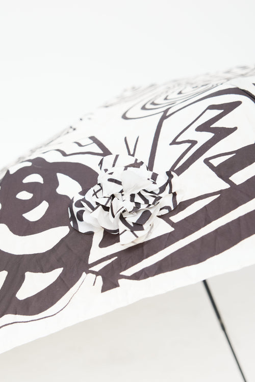 Chanel Black & White Graphic Print Umbrella