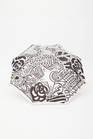 Chanel Black & White Graphic Print Umbrella