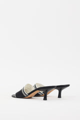 Chanel SS 2001 Black & White Embroidered Logo Mule