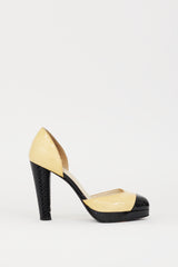 Chanel Yellow & Black Patent CC D'Orsay Pump