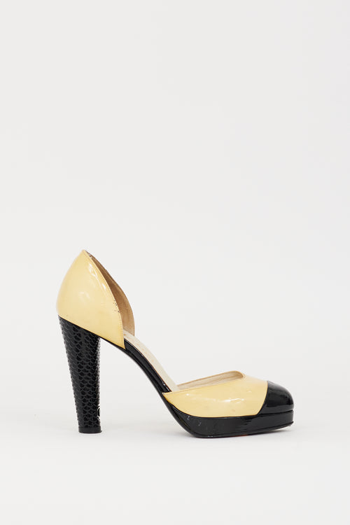 Chanel Yellow & Black Patent CC D'Orsay Pump