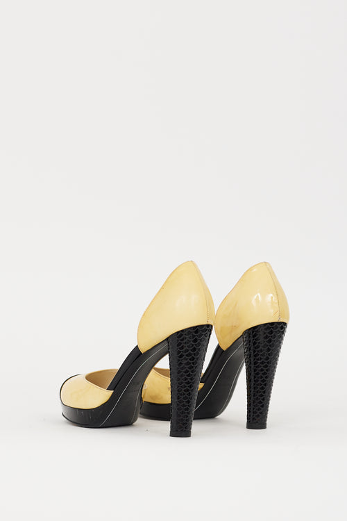 Chanel Yellow & Black Patent CC D'Orsay Pump