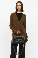 Chanel Black 19 Goatskin Small Quilted Flap Bag