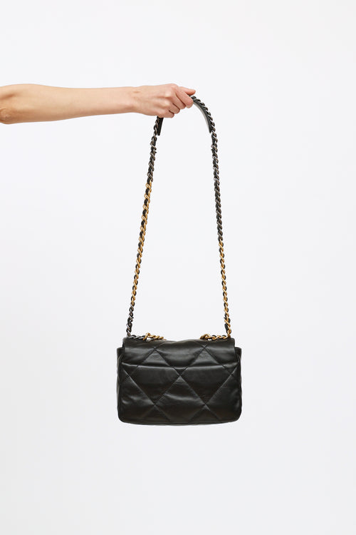 Chanel Black 19 Goatskin Small Quilted Flap Bag