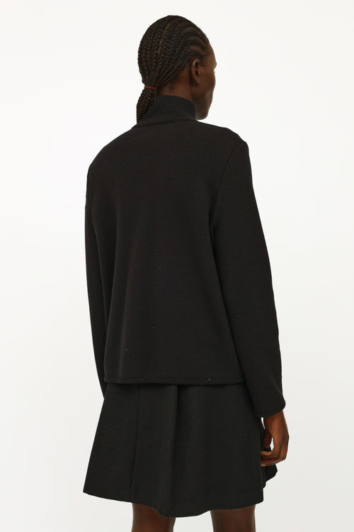 Chanel Black Perforated Leather CC Reversible Coat