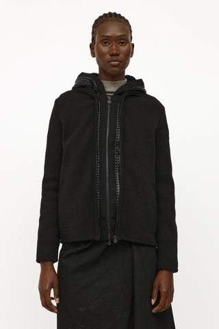 Chanel Black Perforated Leather CC Reversible Coat