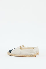 Chanel Beige & Black Canvas Espadrille Flat