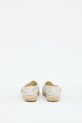 Chanel Beige & Black Canvas Espadrille Flat