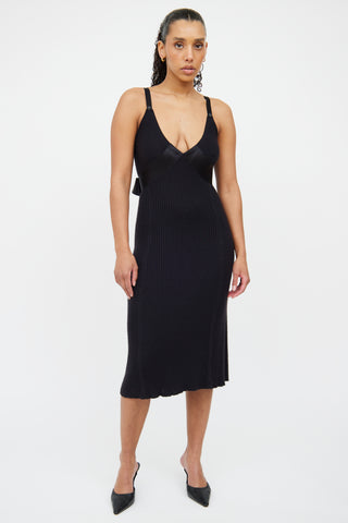 Chanel Black Cashmere & Silk Ribbed Dress