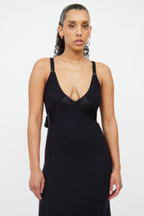 Chanel Black Cashmere & Silk Ribbed Dress