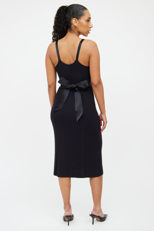 Chanel Black Cashmere & Silk Ribbed Dress
