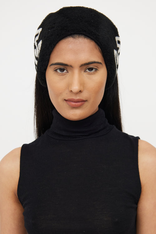 Chanel Fall 2022 Black Shearling Headband