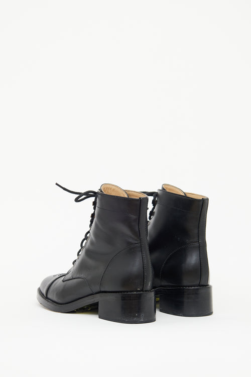 Chanel Black CC Laceup Ankle Boot