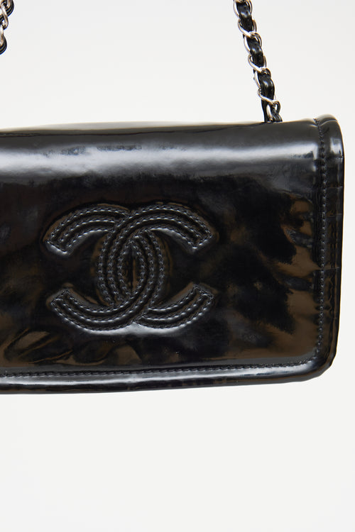 Chanel Black CC Lipstick Patent Flap Bag