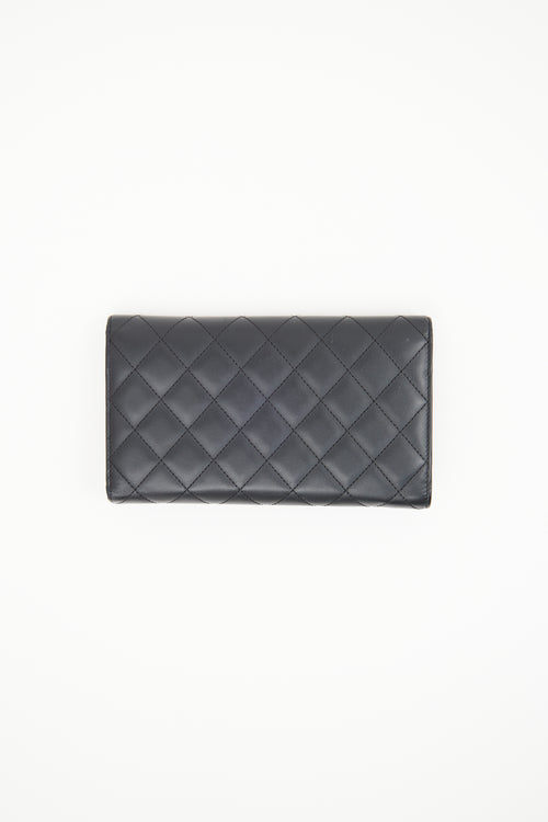 Chanel Black Cambon Line Here Mark Long Wallet