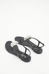 Chanel Black & White Camellia T-strap  Sandal