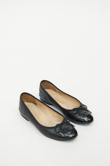 Chanel Black Leather CC Ballet Flat
