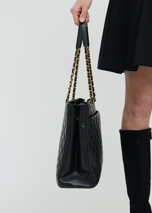 Chanel 2015/16 Black Caviar Classic Shopping Tote Bag