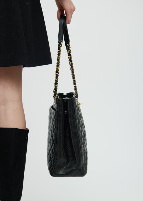 Chanel 2015/16 Black Caviar Classic Shopping Tote Bag