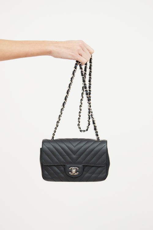 Chanel Black Chevron Mini Rectangle Bag