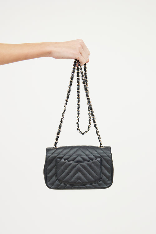 Chanel Black Chevron Mini Rectangle Bag