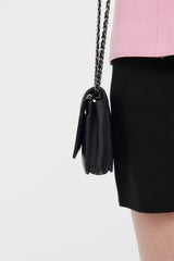 Chanel Black Calfskin Chevron Boy Wallet on Chain Bag
