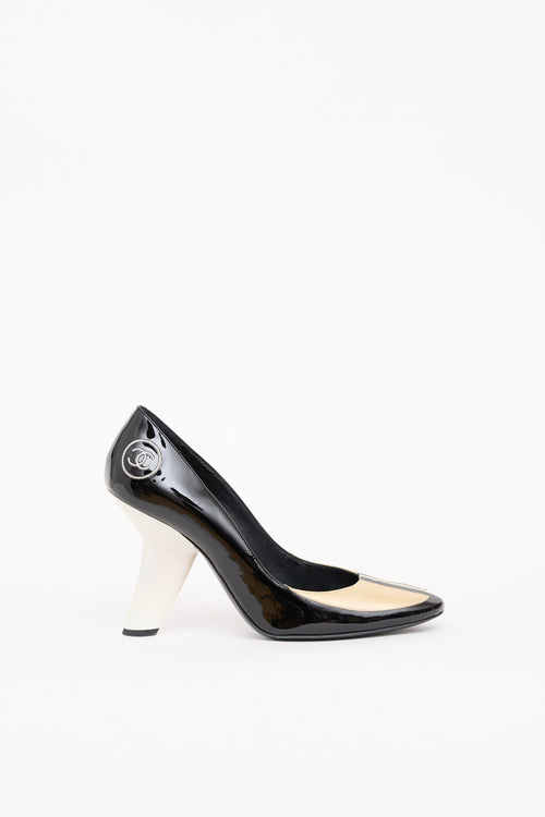 Chanel Black & Cream Patent Cruise 2008 Pump Heel
