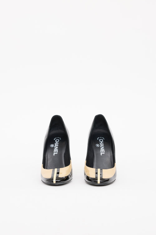 Chanel Black & Cream Patent Cruise 2008 Pump Heel