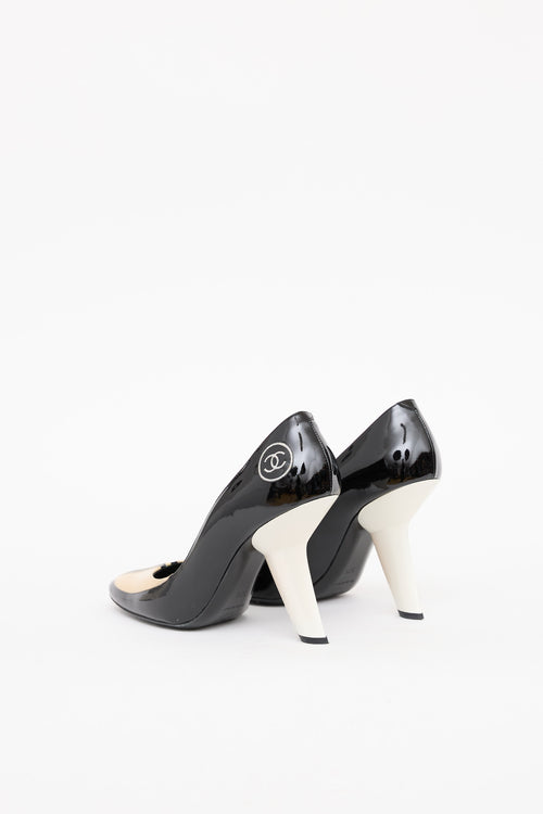 Chanel Black & Cream Patent Cruise 2008 Pump Heel