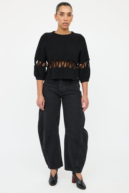 Chanel 2017 Black Wool Knit Cut Out Sweater